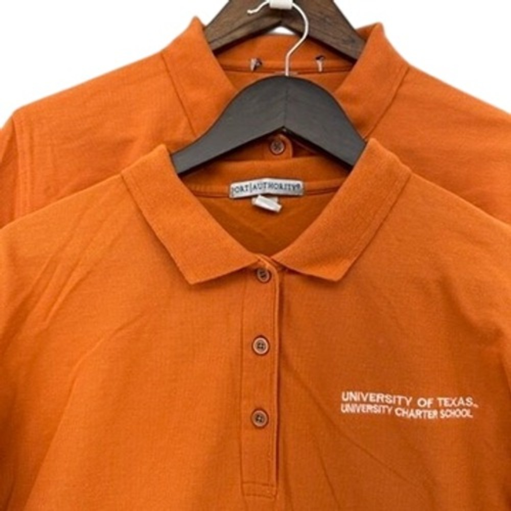 Y2K Longhorns University of Texas Charter School Polo Shirt BUNDLE of 2 SET XL